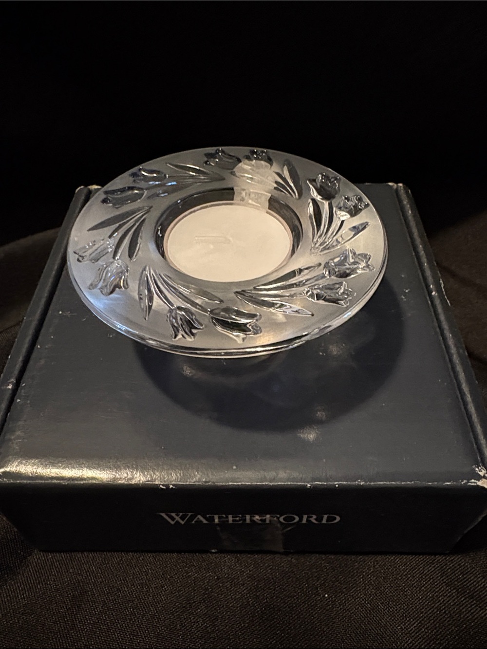 Waterford Clear Crystal Floral Tealight Holder